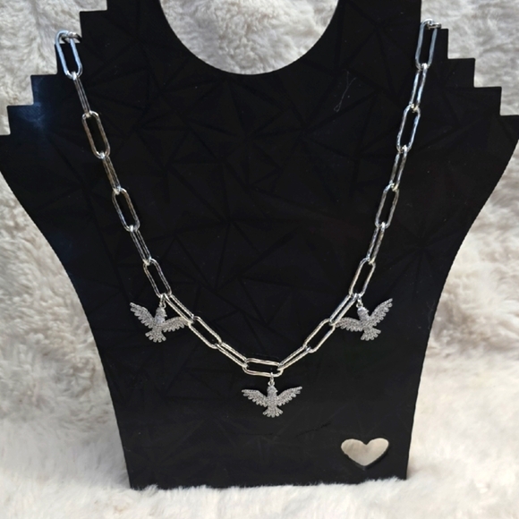 Emerald XO Ivy Jewelry - Emerald XO Ivy Silvertone Eagle Charm Necklace, 16"-19" Length